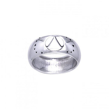 AA Symbol Silver Ring with Cut Outs TRI124 - Jewelry